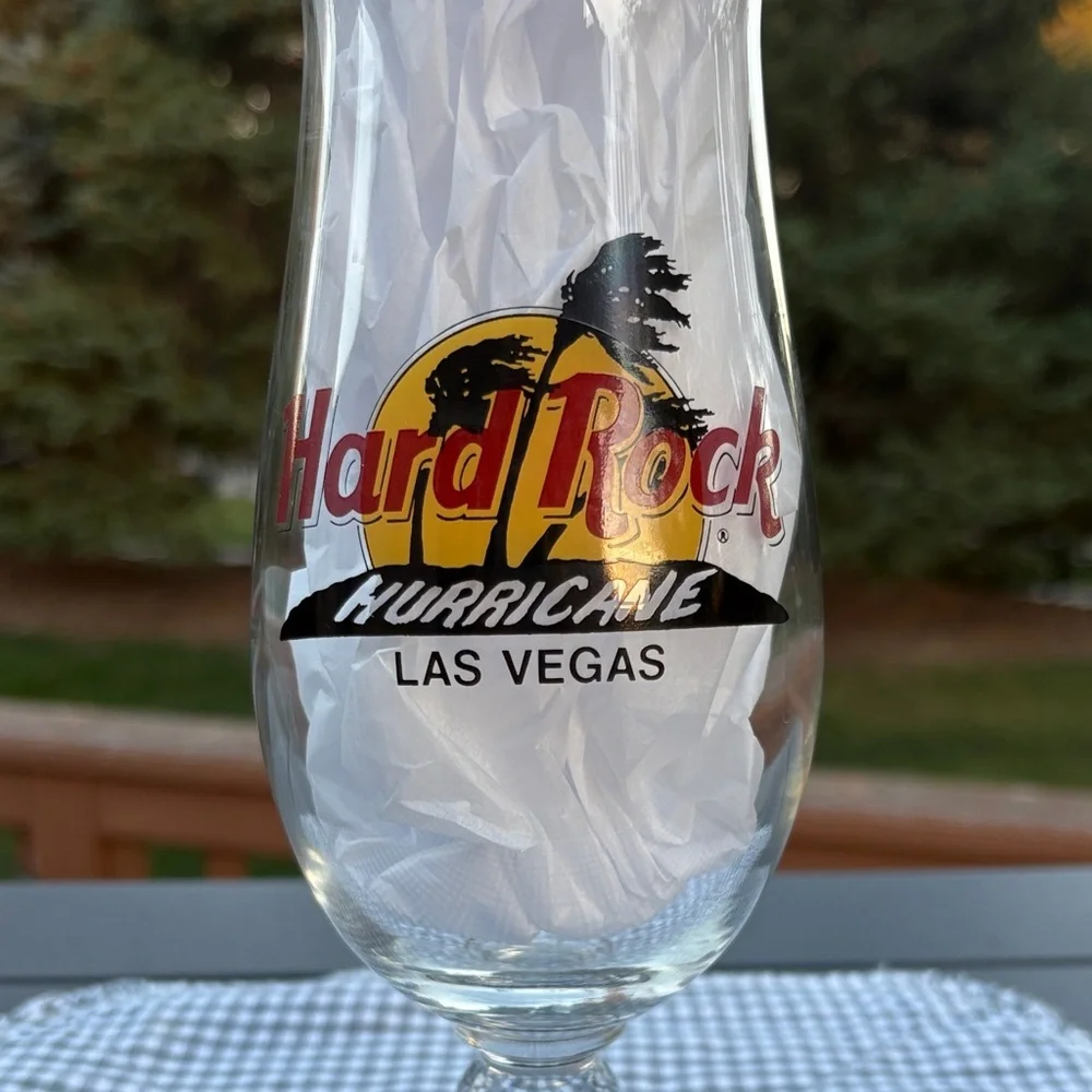 Vintage Harley-Davidson & Hard Rock Cafe Hurricane Beer Glass Las Vegas
